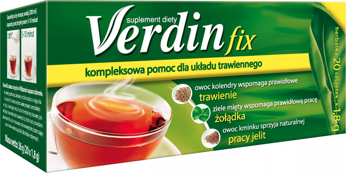 US Pharmacia Verdin fix, zioła do zaparzania, 20 saszetek