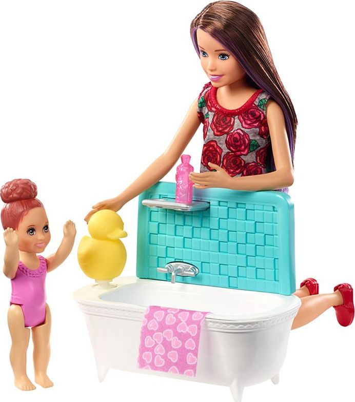 Lalka Barbie Mattel Skipper: Klub opiekunek - Opiekunka z wanną (FHY97/FXH05)