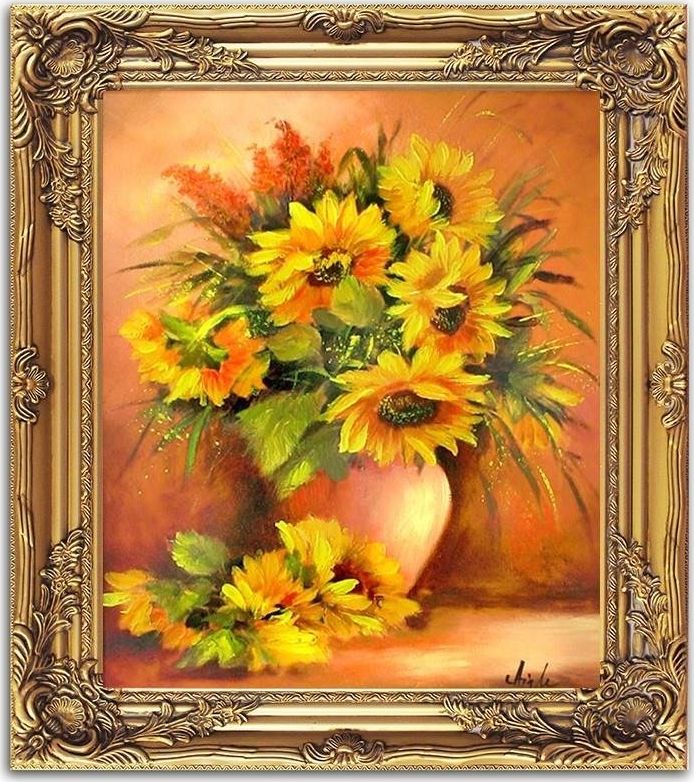 GO-BI Obraz Sloneczniki ręcznie malowany 53x64cm uniwersalny