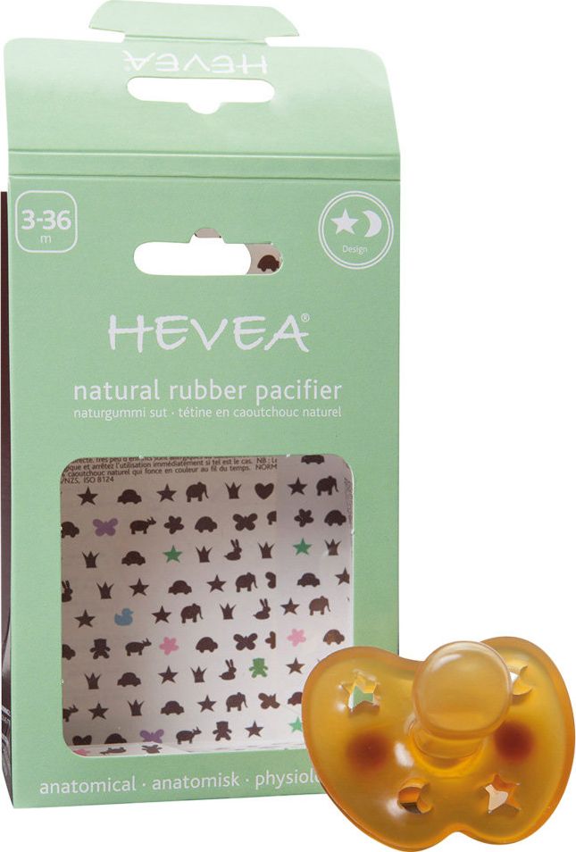 Hevea Natūralaus kaučiuko čiulptukas Hevea Star&Moon, 3 mėn+