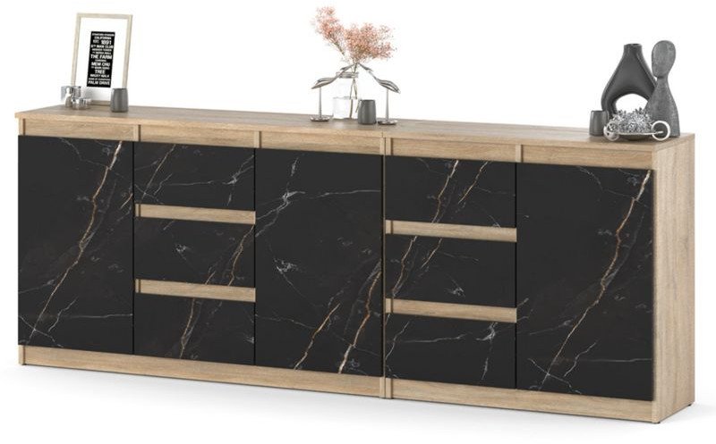 Komoda Pojemna Duża 6 Szuflad 200cm Salon Sypialnia Sonoma San Sebastian