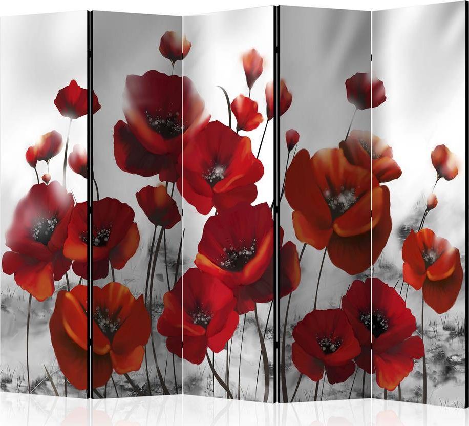 Artgeist Parawan 5-częściowy - Maki w blasku księżyca II [Room Dividers] uniwersalny