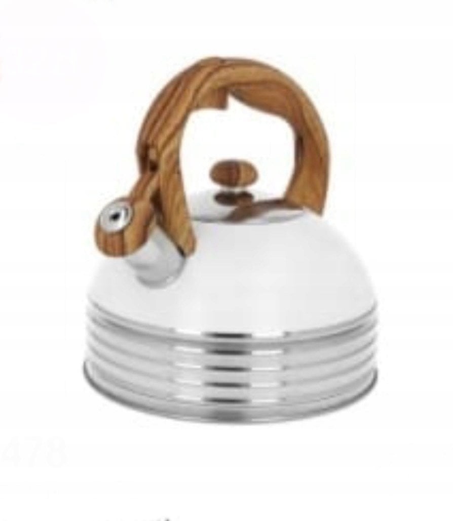 Brunbeste Czajnik stainless steel with whistle for induction 2.5L white MAT handle wood BB-2478