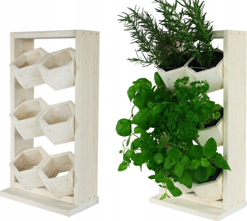 Wamar-Sosenka Drewniany ziołownik kwietnik wertykalny RD-8/2x3 - Naturalny