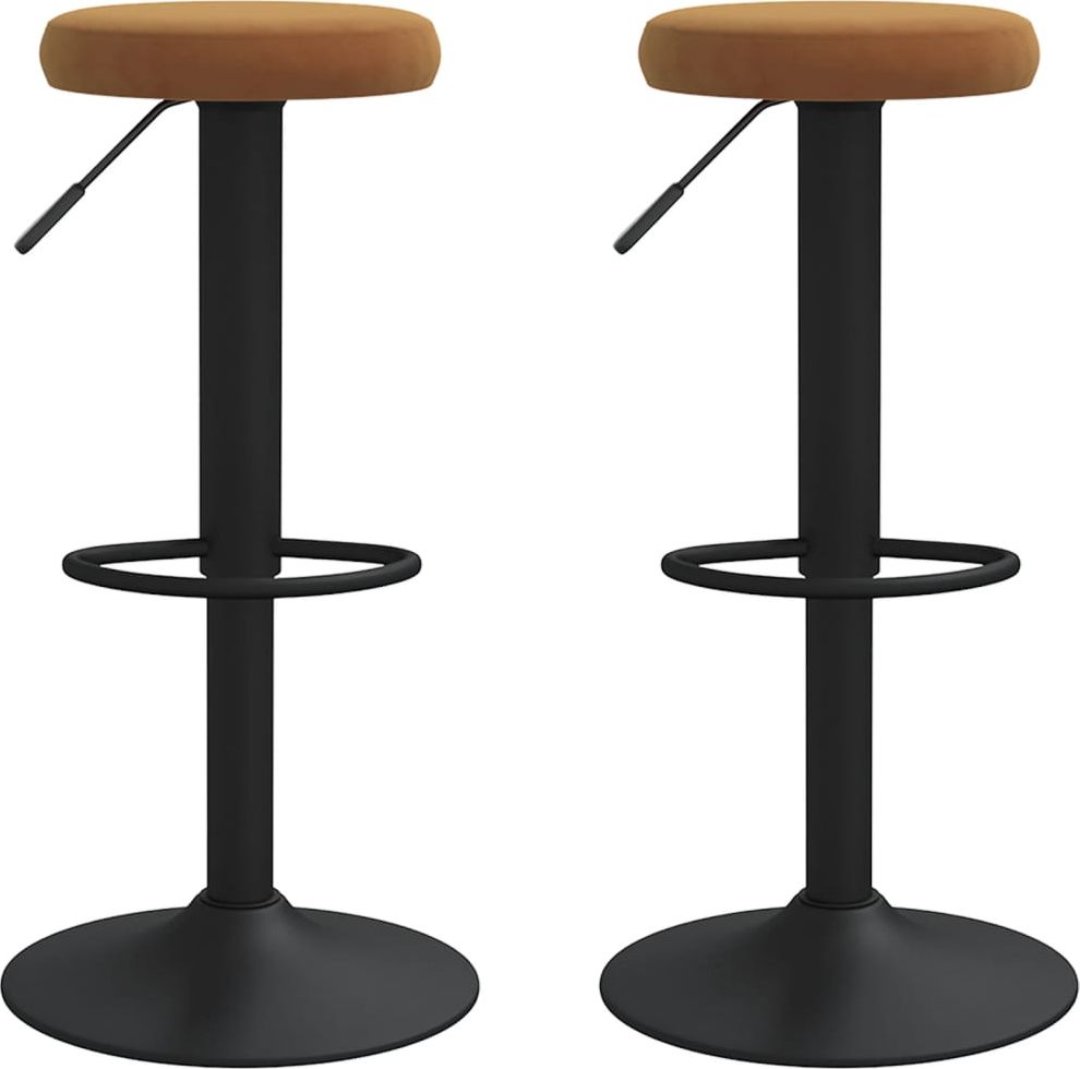 vidaXL Stołki barowe, 2 szt., brązowe, tapicerowane aksamitem