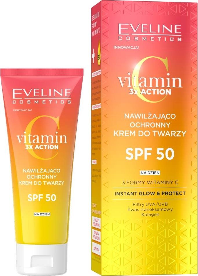 Eveline EVELINE Vitamin C 3xAction Nawilżająco - Ochronny Krem do twarzy SPF50 na dzień 30ml