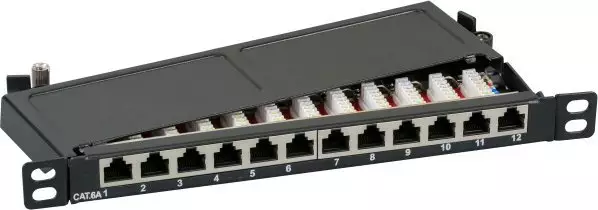 EFB EFB Mini-Patchpanel STP 12xRJ45 Cat.6A,10" 0.5HE,schwarz