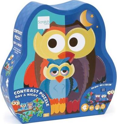 Scratch Scratch, Dwustronne Puzzle XL (obrazek 63x40 cm) Sowa "dzień i noc"