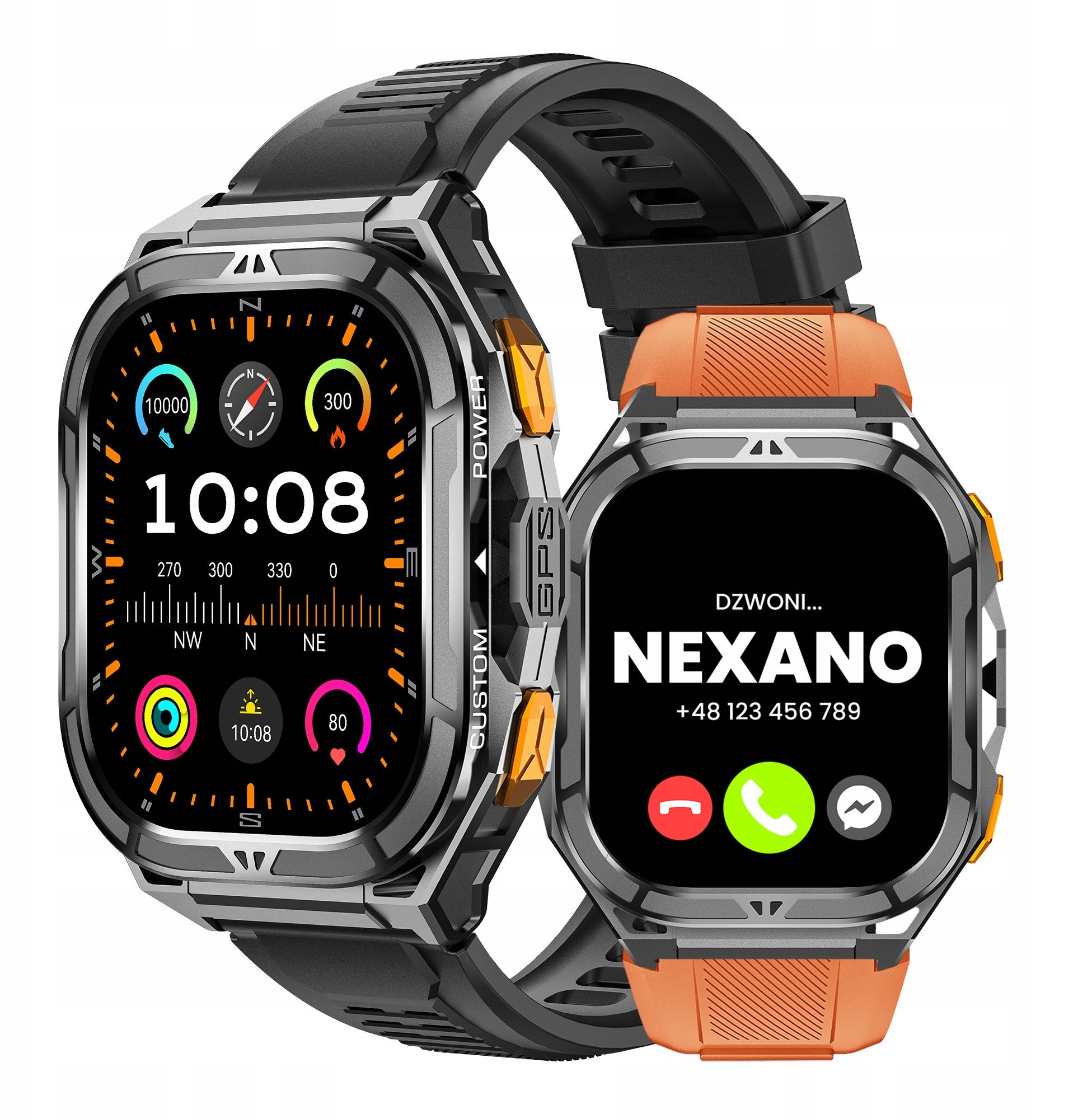 SMARTWATCH MĘSKI ZEGAREK GPS WODOODPORNY ROZMOWY SMART WATCH SPORT MENU PL