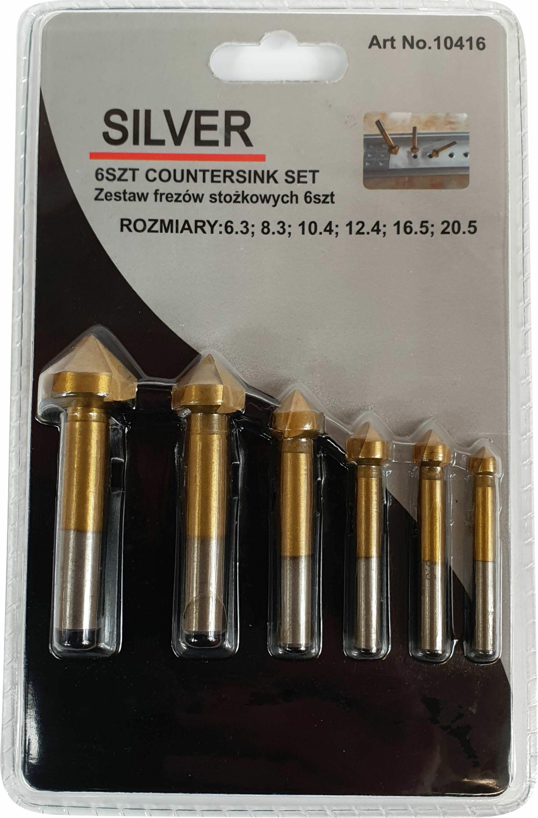Silver Zestaw sześciu frezów stożkowych (10416)
