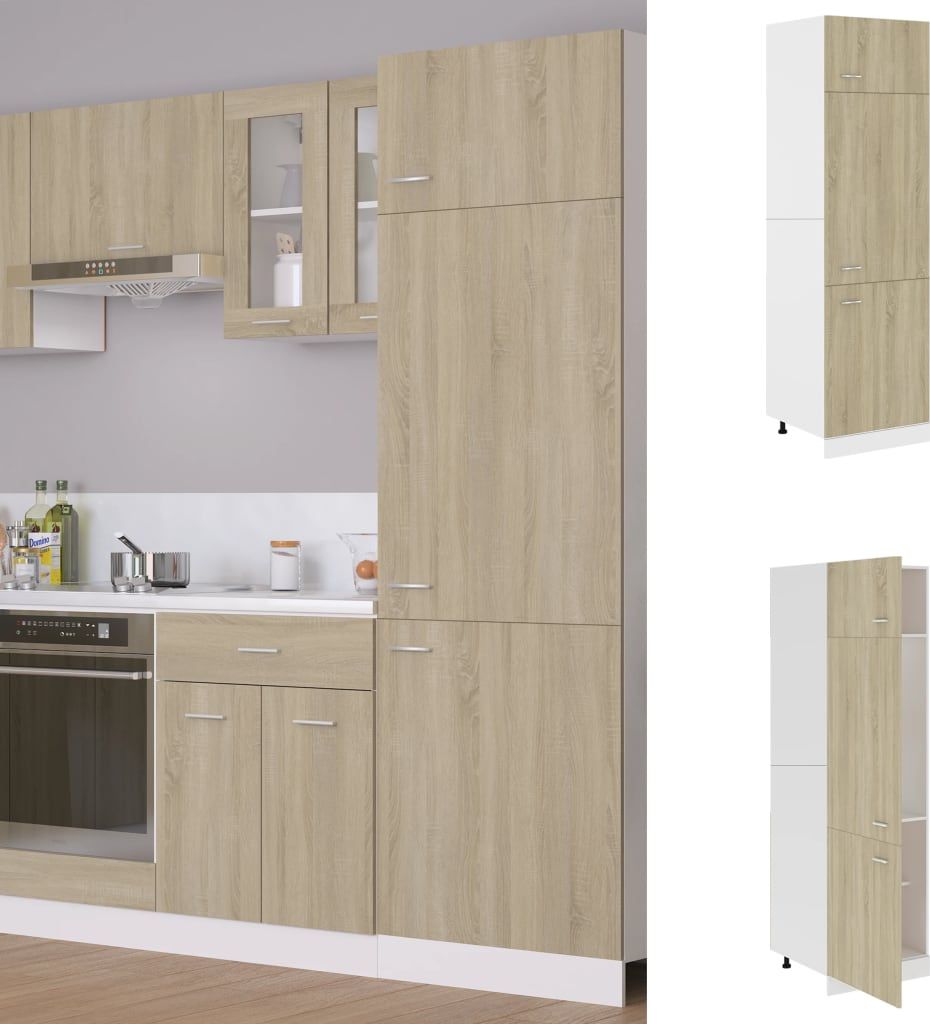 vidaXL Szafka kuchenna, dąb sonoma, 60x57x207 cm, płyta wiórowa