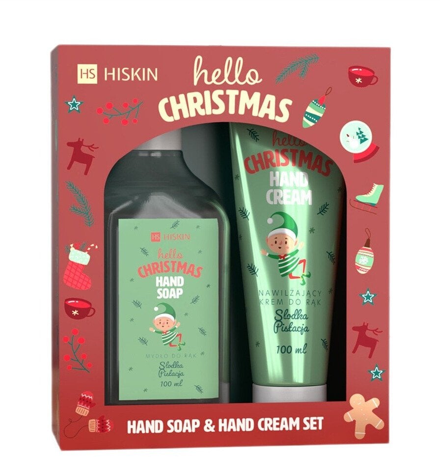 HiSkin Hello Christmas Słodka Pistacja zestaw krem do rąk 60ml + mydło do rąk Słodka Pistacja 200ml