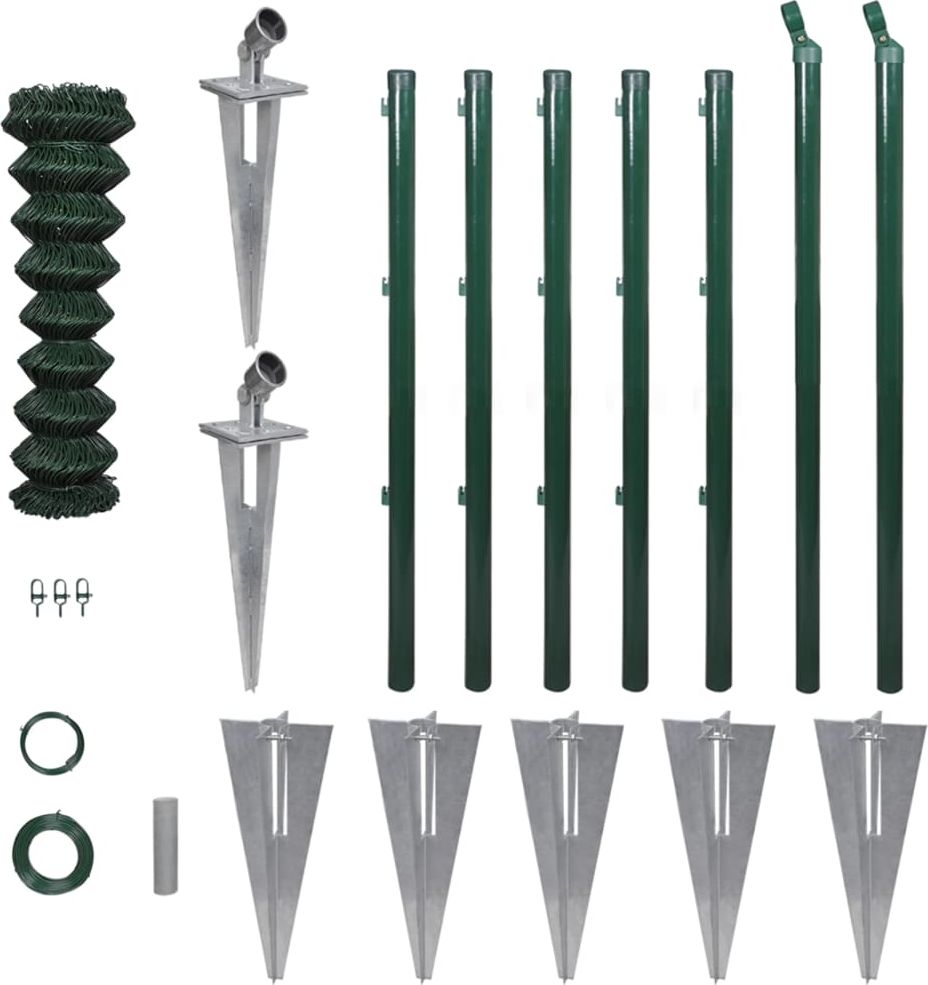 vidaXL Ogrodzenie z siatki z akcesoriami, galwanizowana stal, 0,8x15 m
