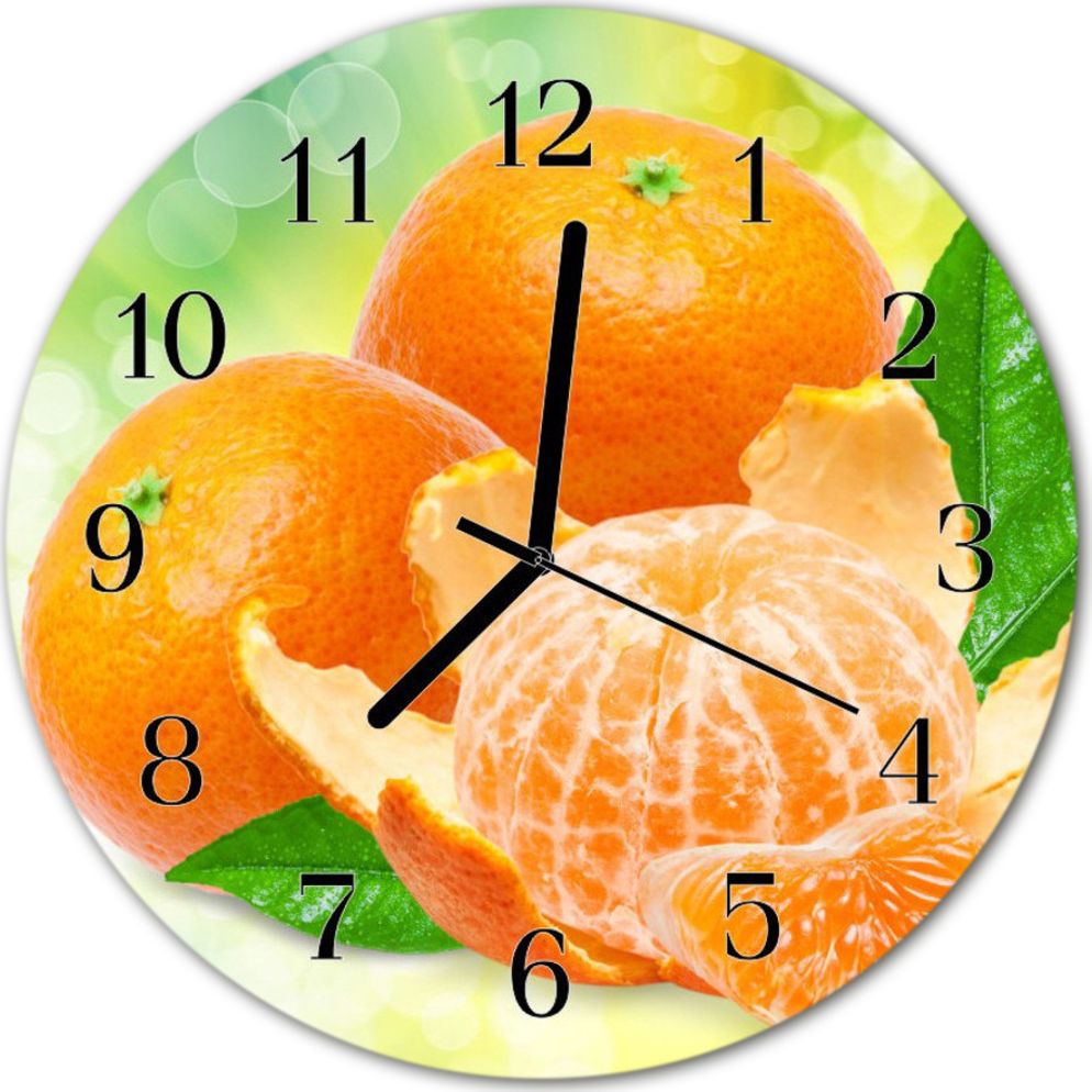 Tulup Zegar szklany okrągły Pomarańczefi30 cm - 71196112