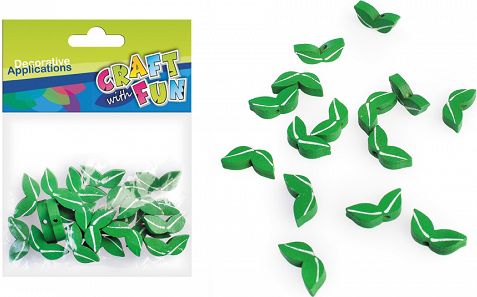 Craft with Fun Ozdoba dekor drewniane listki zielone zestaw 25szt