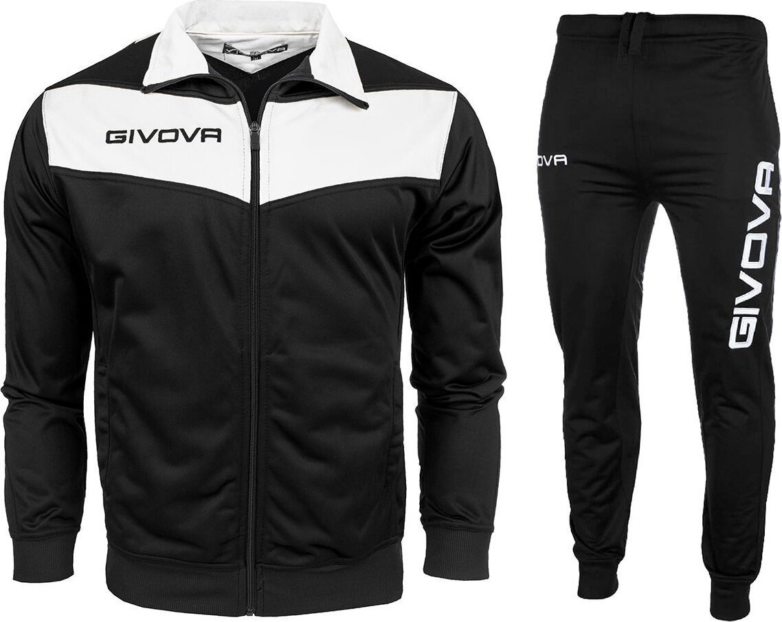 Givova Dres treningowy piłkarski komplet bluza spodnie Givova Tuta Visa Triacetato czarno-biały TR018 1003 2XS