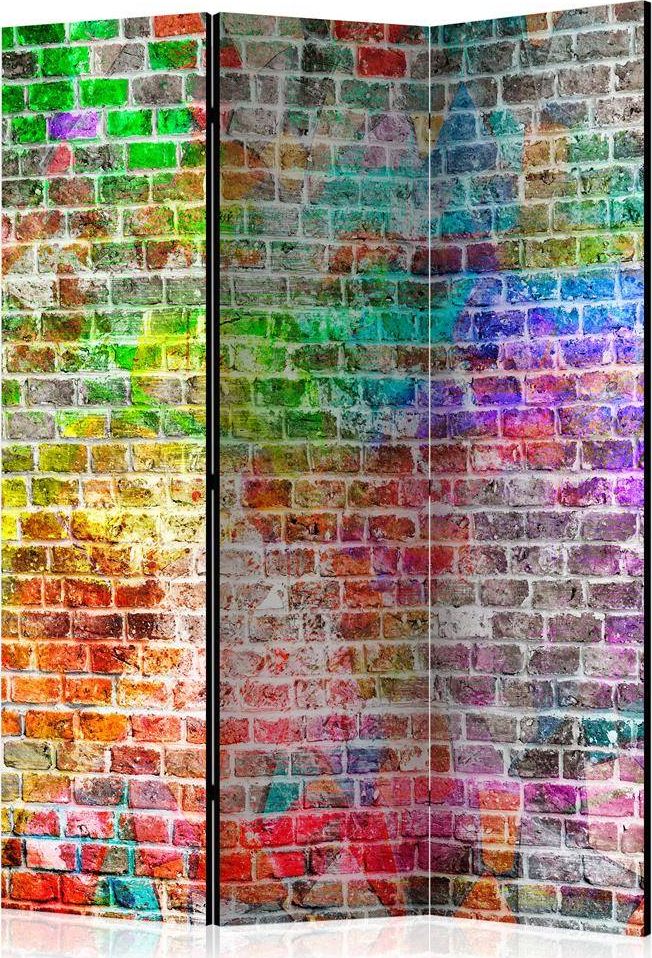 Artgeist Parawan 3-częściowy - Tęczowy mur [Room Dividers] uniwersalny