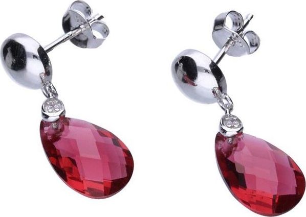 Lovrin Srebrne kolczyki 925 Czerwone kamienie 2,96g