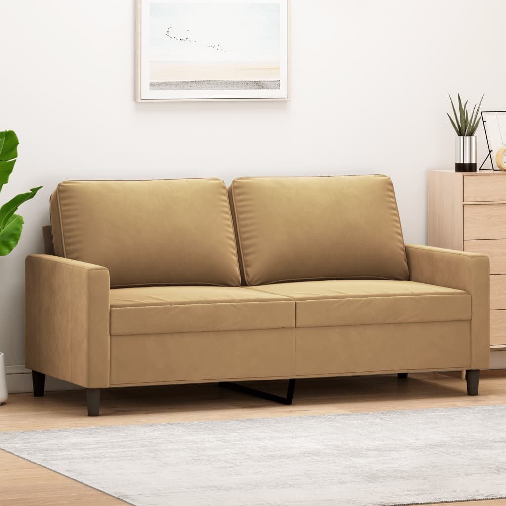 vidaXL Sofa 2-osobowa, brązowa, 140 cm, tapicerowana aksamitem