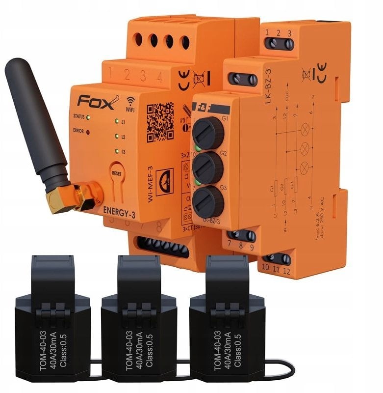 Zestaw monitor licznik zużycia energii WI-MEF-3-40A Wi-Fi + zabezpieczenie LK-BZ-3