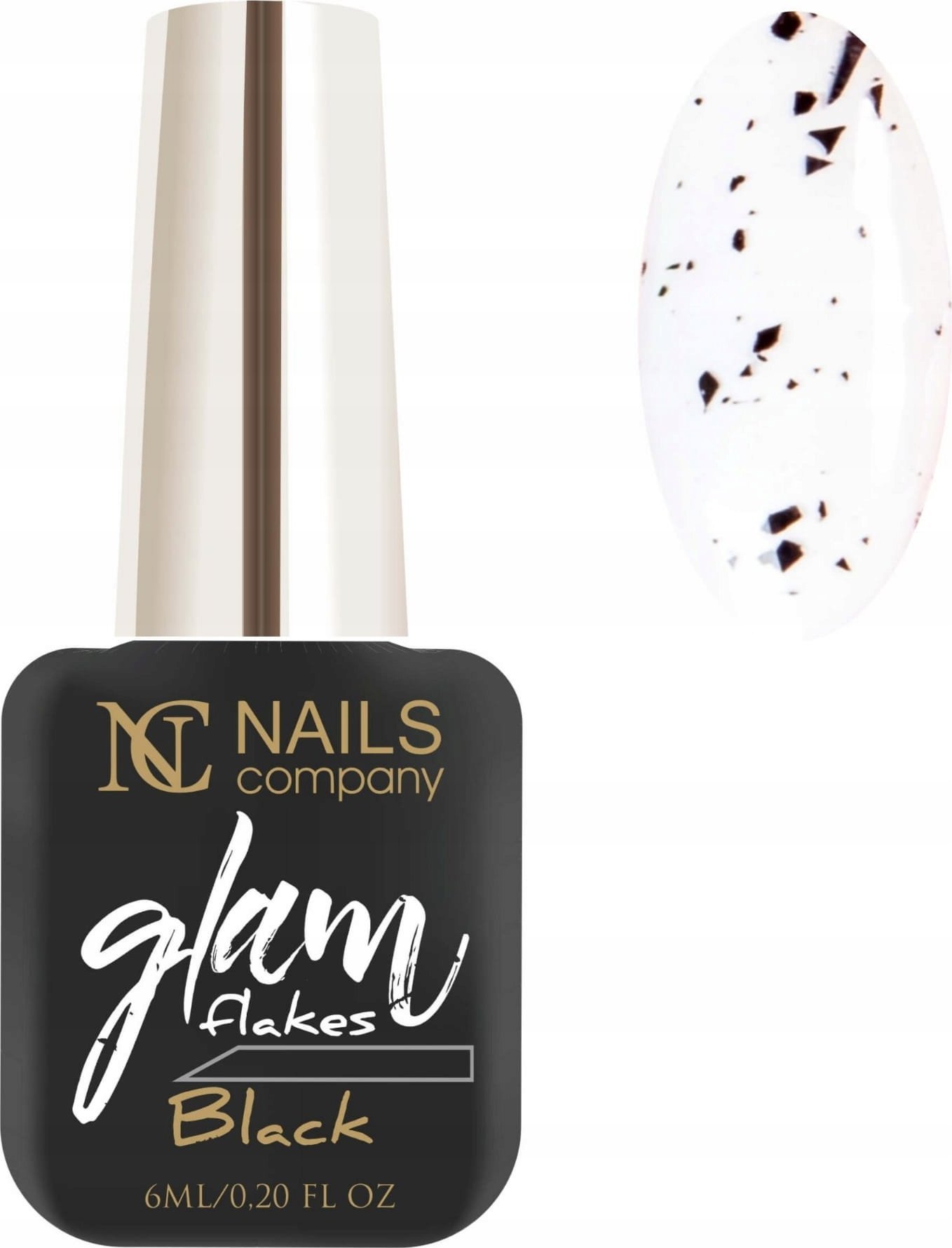 Nails Company Lakier hybrydowy NC Nails Glam Flakes Black 6ml