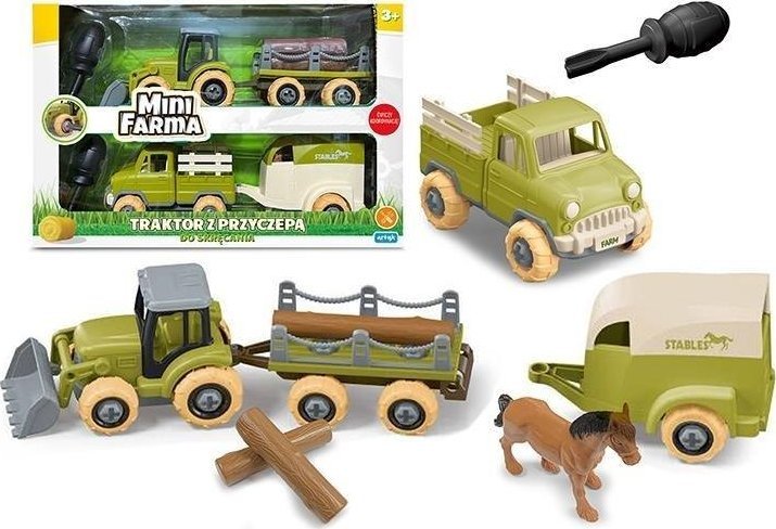 Mini farma traktor z przyczepą do skręcania