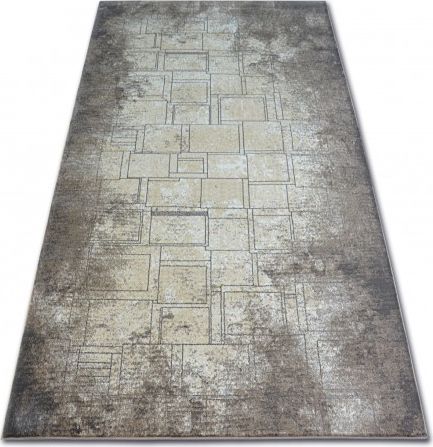 Dywany Łuszczów Dywan ARGENT - W2601 Kwadraty Prostokąty Niebieski / Beżowy, 240x330 cm