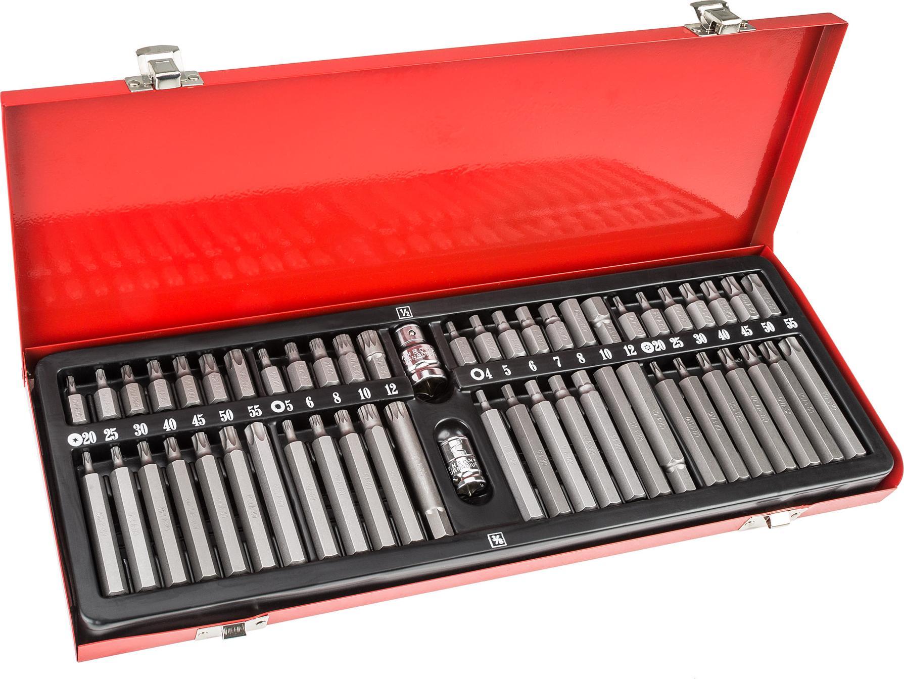 Tectake Zestaw wkrętaków bitów - 54 końcówki - czerwony