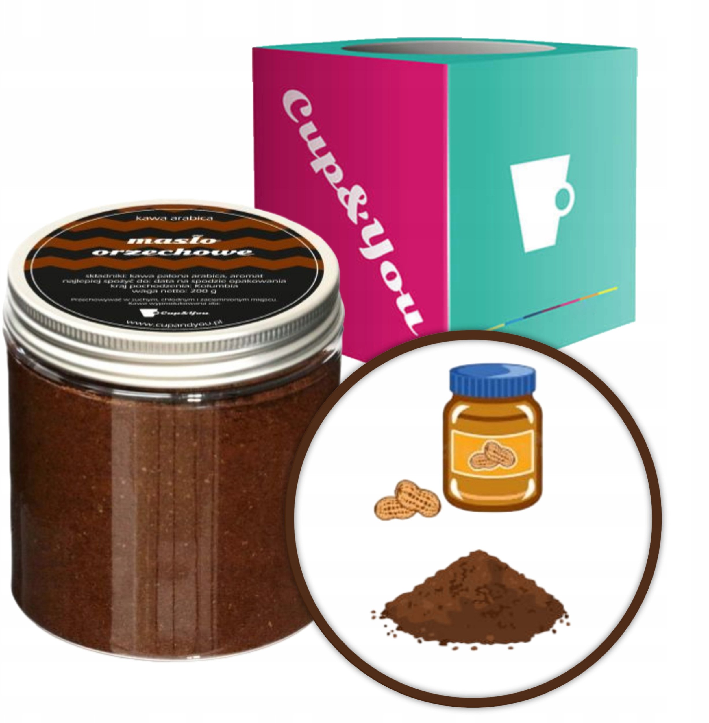 Kawa aromatyzowana o smaku MASŁA ORZECHOWEGO mielona arabica Cup&You 200g na prezent upominek dla kobiety mężczyzny faceta mamy taty żony męża