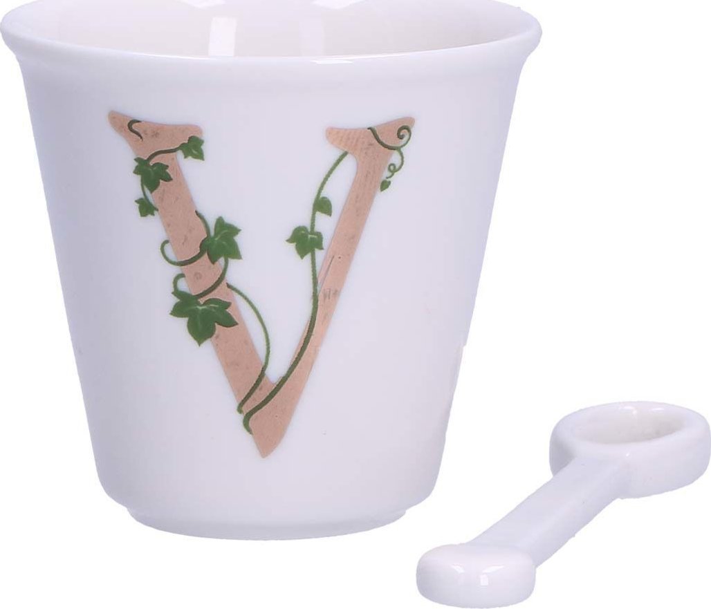 NPC Polska La Porcellana Bianca Filiżanka z łyżeczką litera V 75 ml