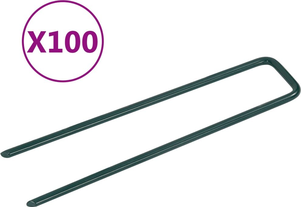 vidaXL Szpilki do sztucznej trawy, 100 szt., kształt U, żelazo