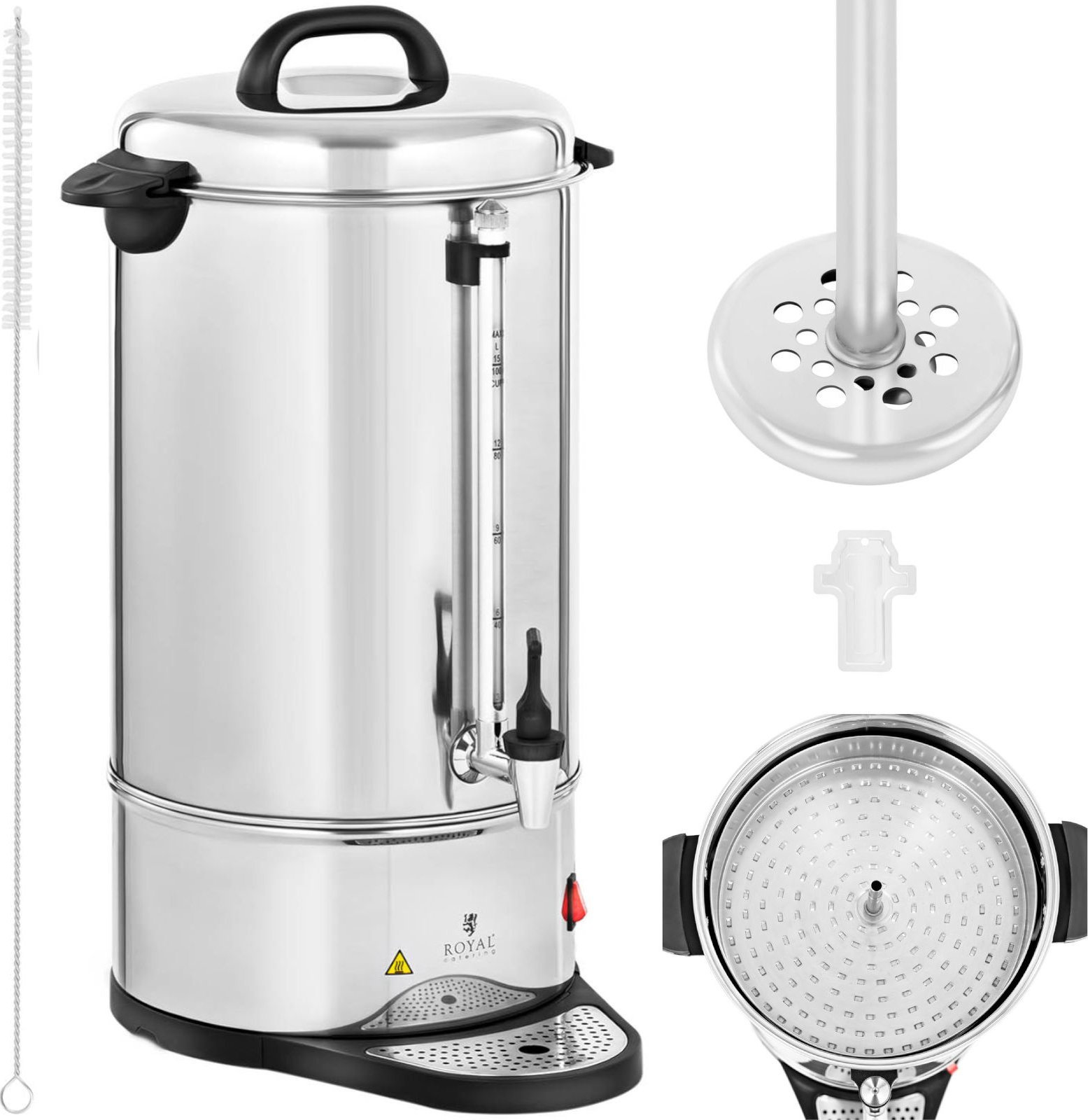 Royal Catering Zaparzacz zaparzarka do kawy herbaty z kranem i tacką ociekową 1550 W 15 l Zaparzacz zaparzarka do kawy herbaty z kranem i tacką ocieko