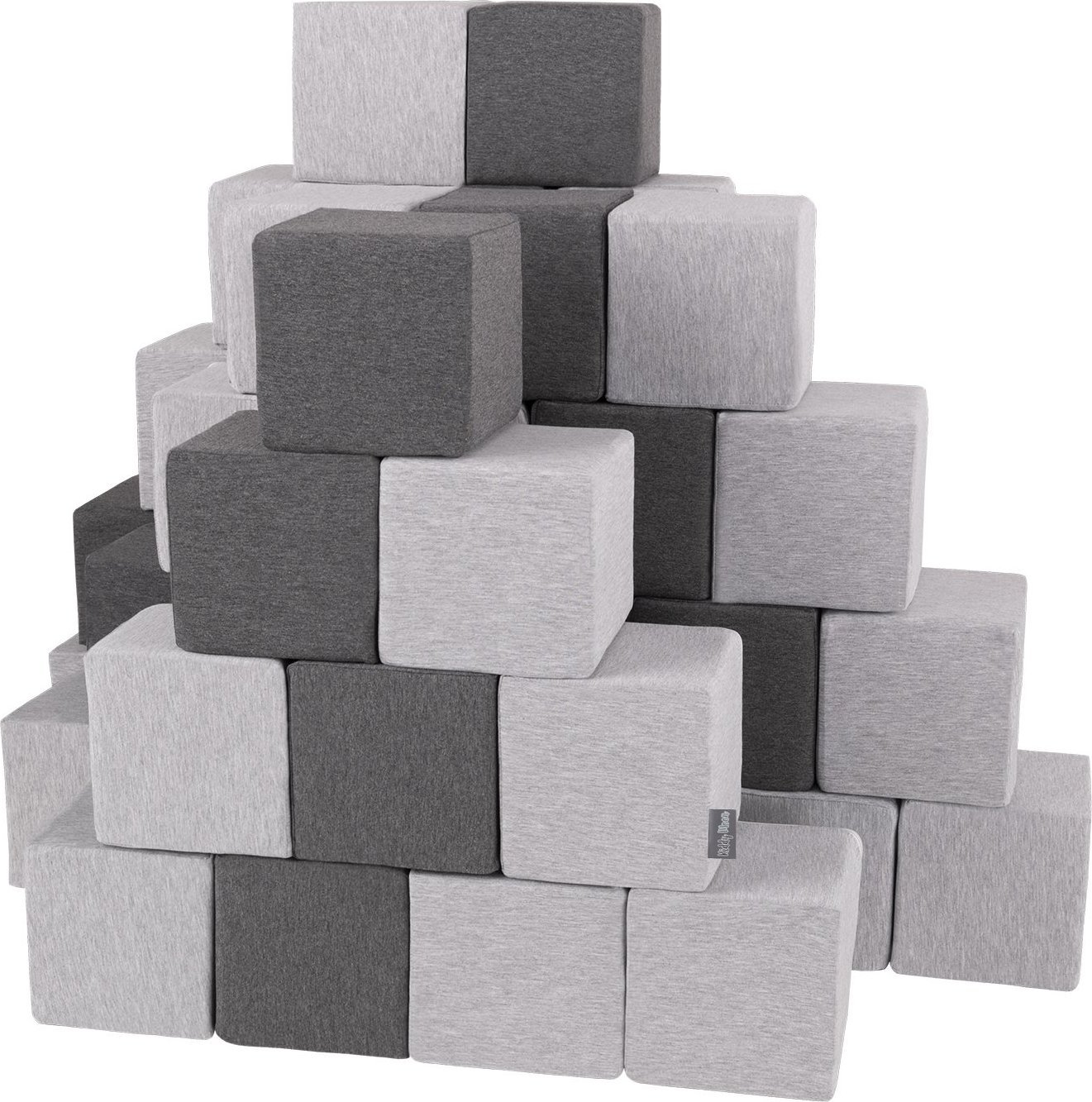KiddyMoon Miękkie klocki 14cm sześciany: jasnoszary-ciemnoszary 48 Zabawka klocki z pianki