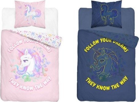 Detexpol Pościel bawełniana świecąca w ciemności 160x200 Jednorożec
