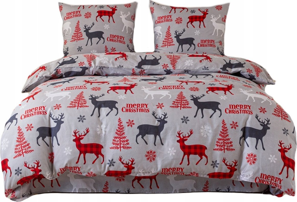 Cotton World Komplet pościeli świątecznej 3D Renifery 160x200 3-częściowy