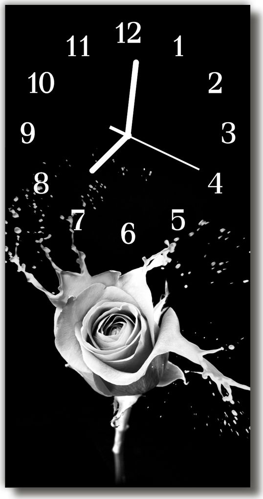 Tulup Zegar szklany pionowy Kwiaty Róża sztuka czarny 30x60 - 15358234