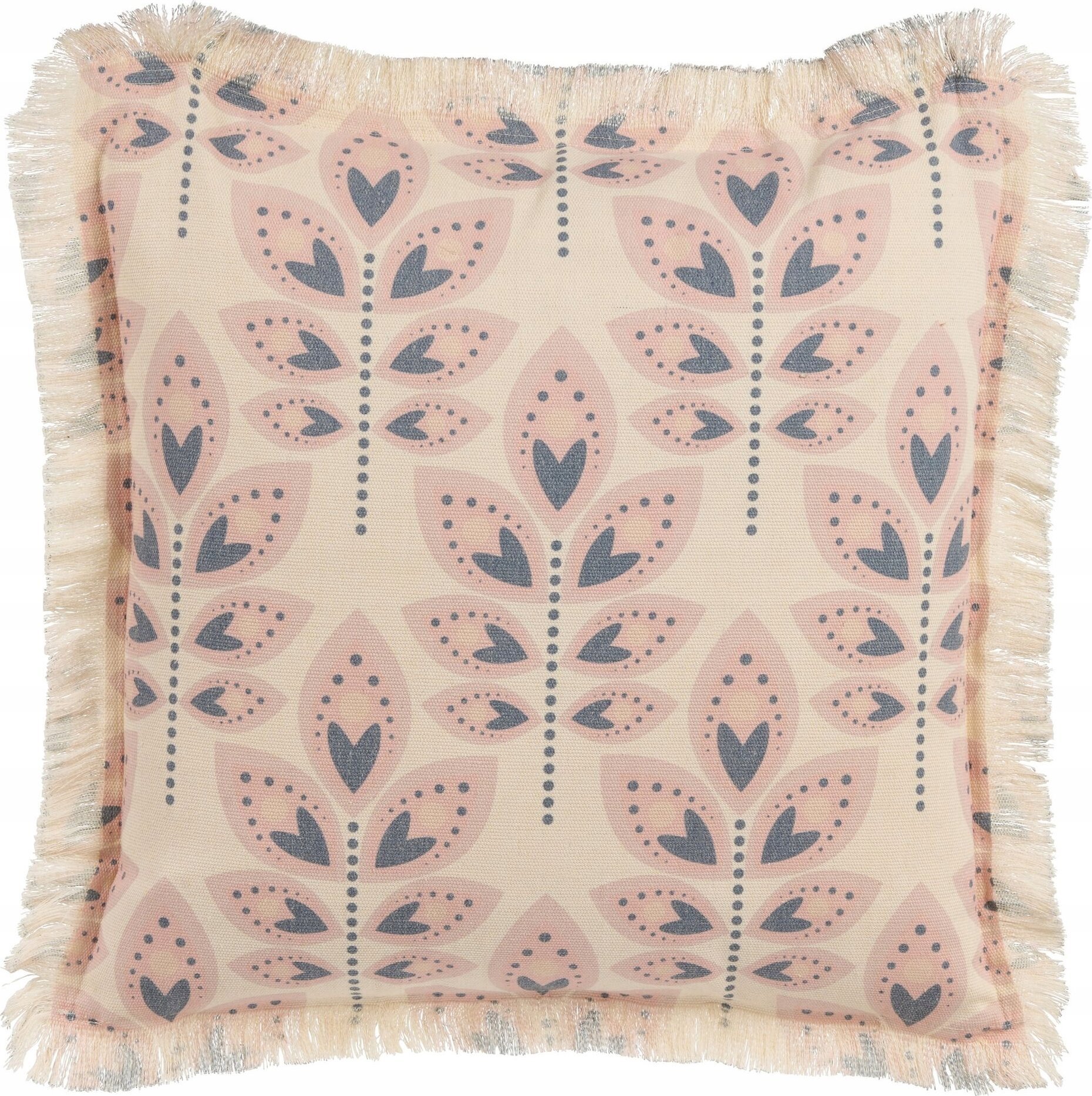 Beliani Poduszka dekoracyjna w liście z frędzlami 60 x 60 cm beżowa RUDBECKIA