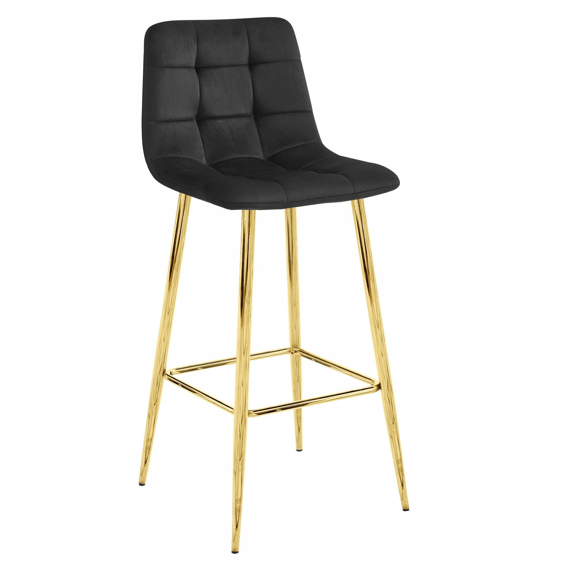 Hoker ARCETO - aksamit czarny / nogi ZŁOTE x 3