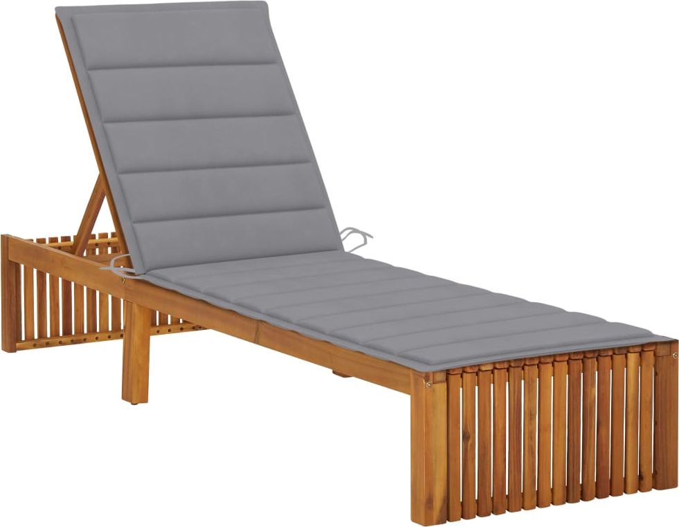 vidaXL Leżak z poduszką lite drewno akacjowe
