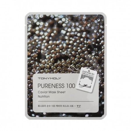Tonymoly Bawełniana maska do twarzy z kawiorem dla zmęczonej skóry Pureness 100 Caviar Mask Sheet Nutrition 21ml