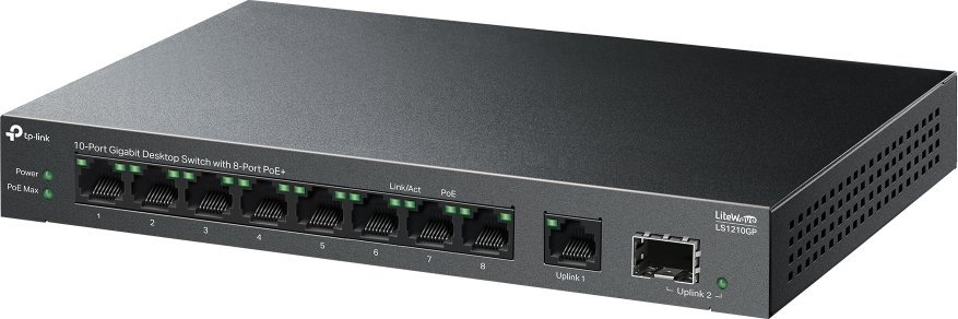 Switch TP-Link TP-Link LiteWave LS1210GP łącza sieciowe Nie zarządzany Gigabit Ethernet (10/100/1000) Obsługa PoE Czarny