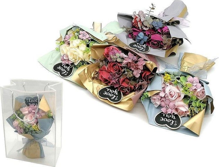 Bukiet róż w ozdobnej torebce MIX