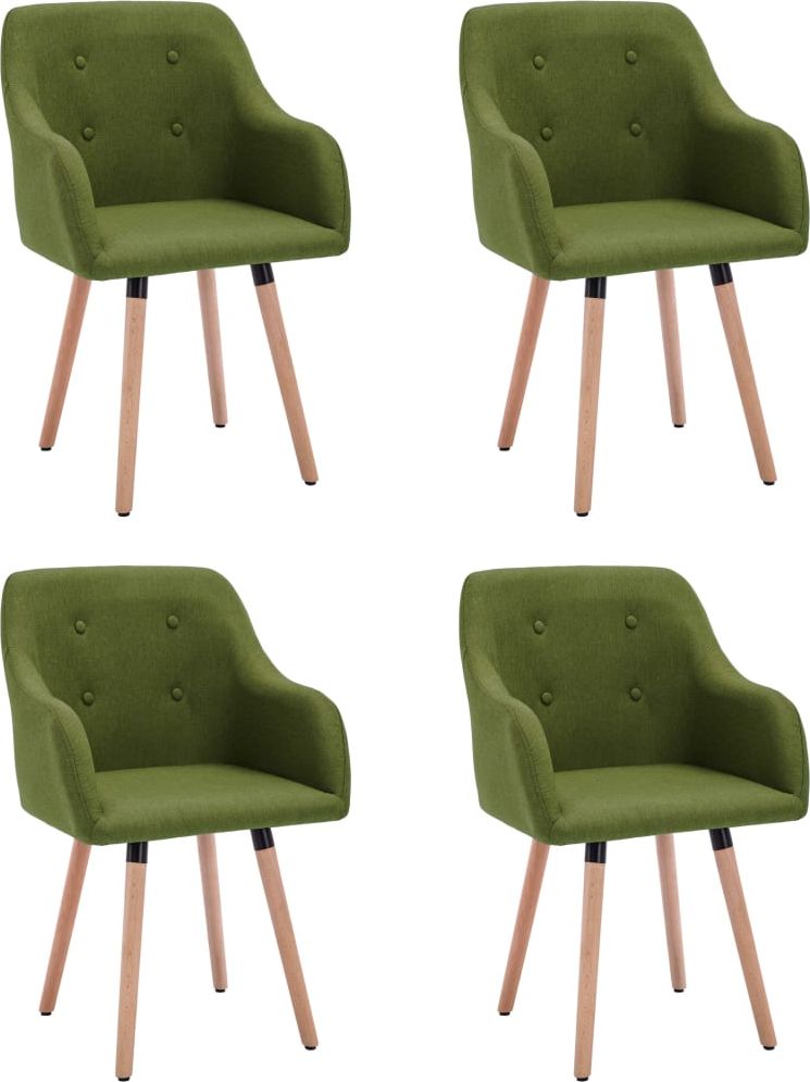 vidaXL Krzesła stołowe, 4 szt., zielone, tapicerowane tkaniną