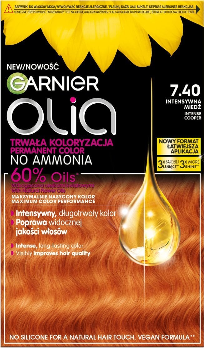 Alkotest GARNIER_Olia farba do włosów 7.40 Intense Copper