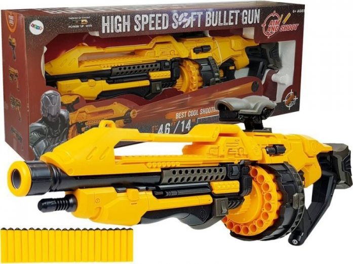 Lean Sport Pistolet Na Baterie Piankowe Naboje 82 cm Obrotowy Magazynek Żółty