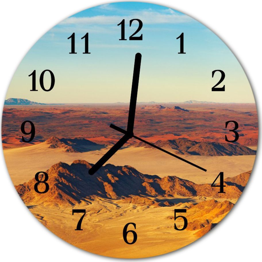 Tulup Zegar na szkle Prezent Pustynia Krajobraz fi 30 cm 5472761