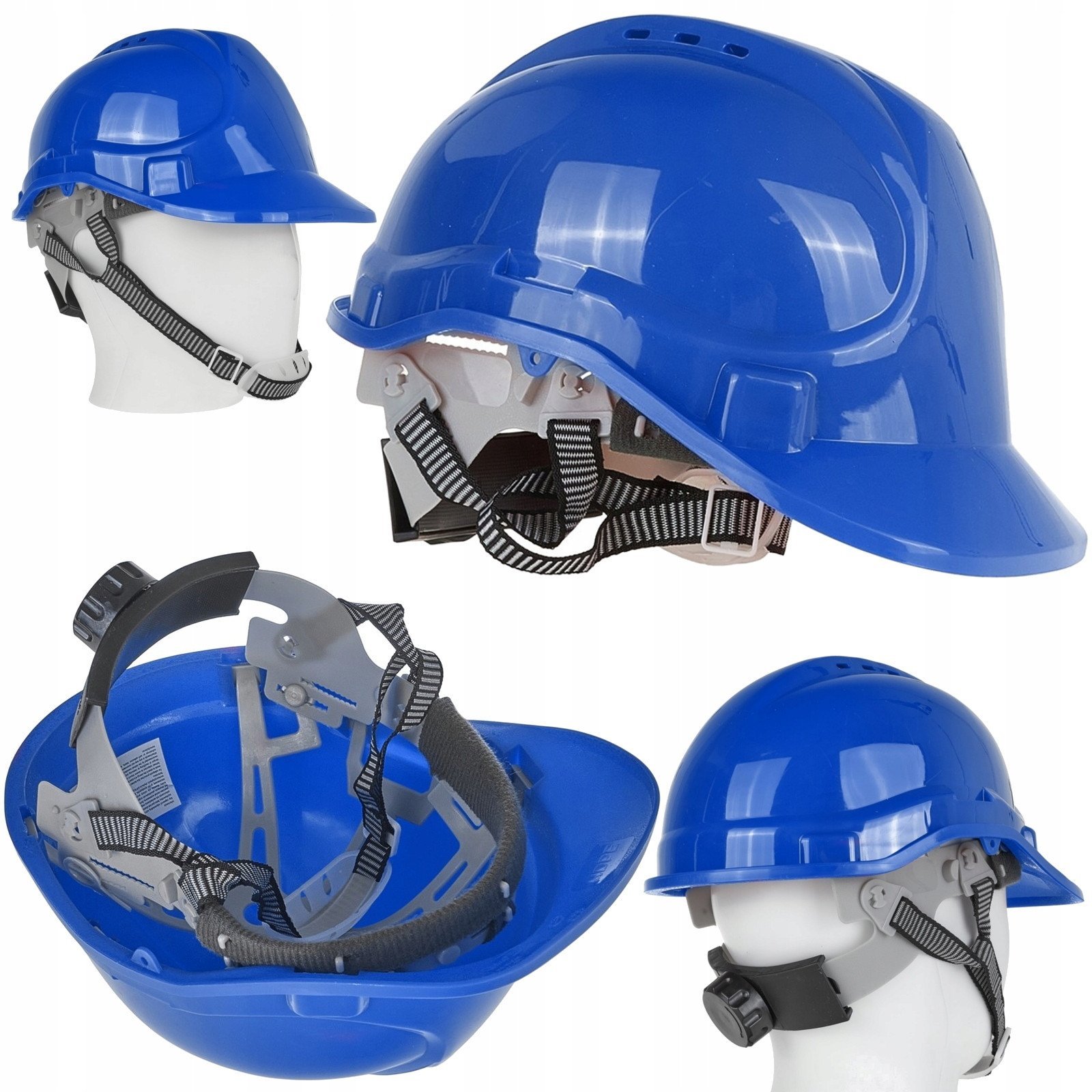 Kask ochronny budowlany BHP regulowany – niebieski (50)