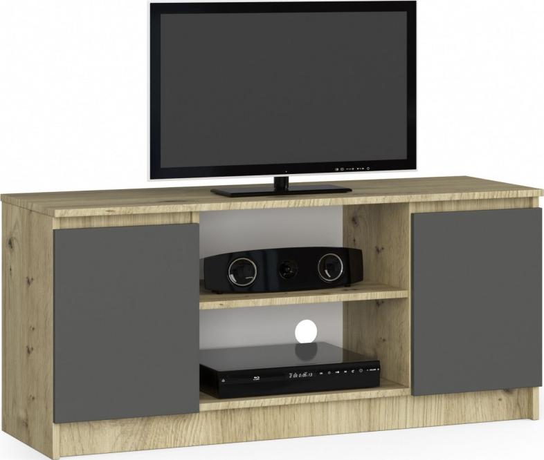 Fabryka Mebli Akord Szafka RTV 120 cm pod telewizor - dąb artisan-grafit szary