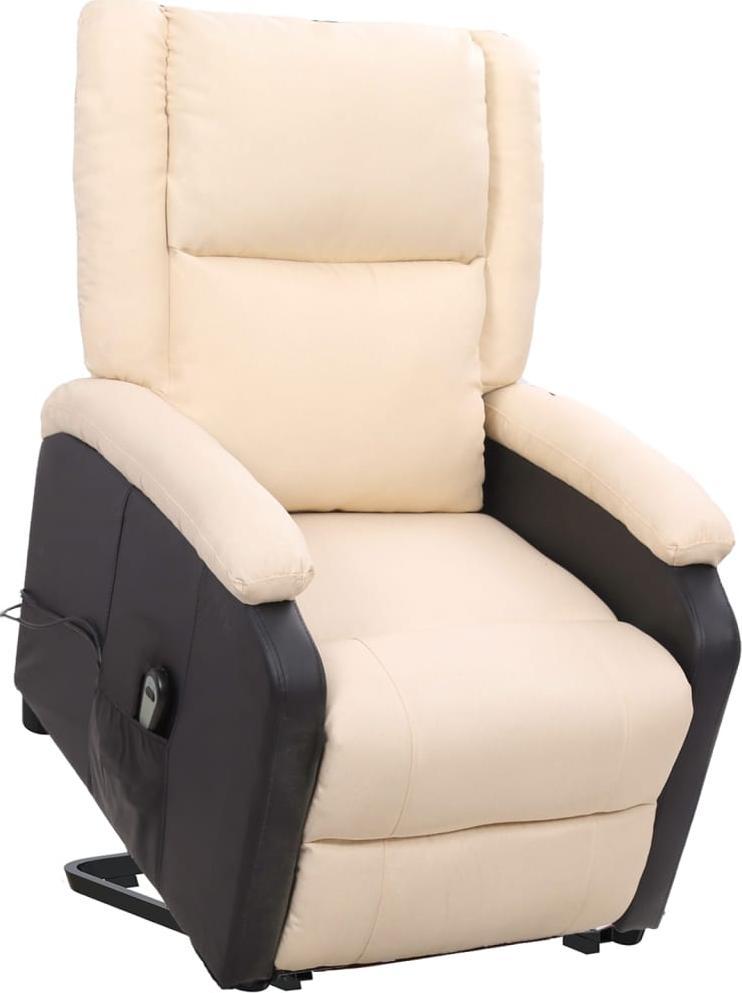 vidaXL Podnoszony fotel wypoczynkowy, kremowy, tapicerowany tkaniną