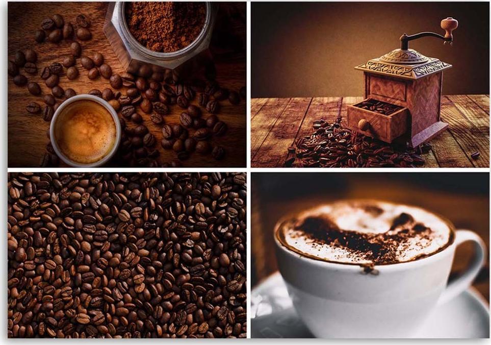 CaroGroup OBRAZ DO KUCHNI Zestaw Kawa Ziarna Kubek 100x70